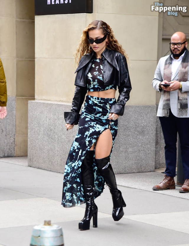 Rita Ora All Black Leaks Sex Leather Jacket Actress Leather Dress